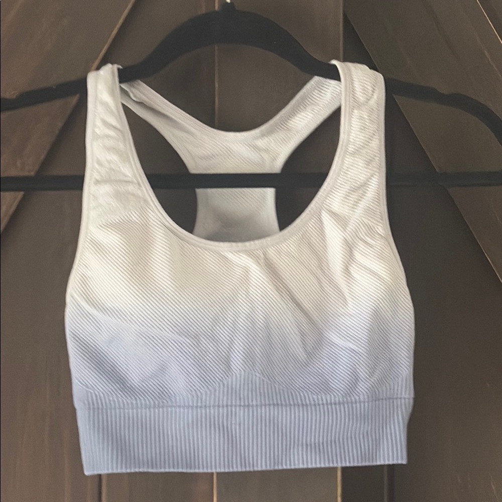 Pink - Medium White Sports Bra